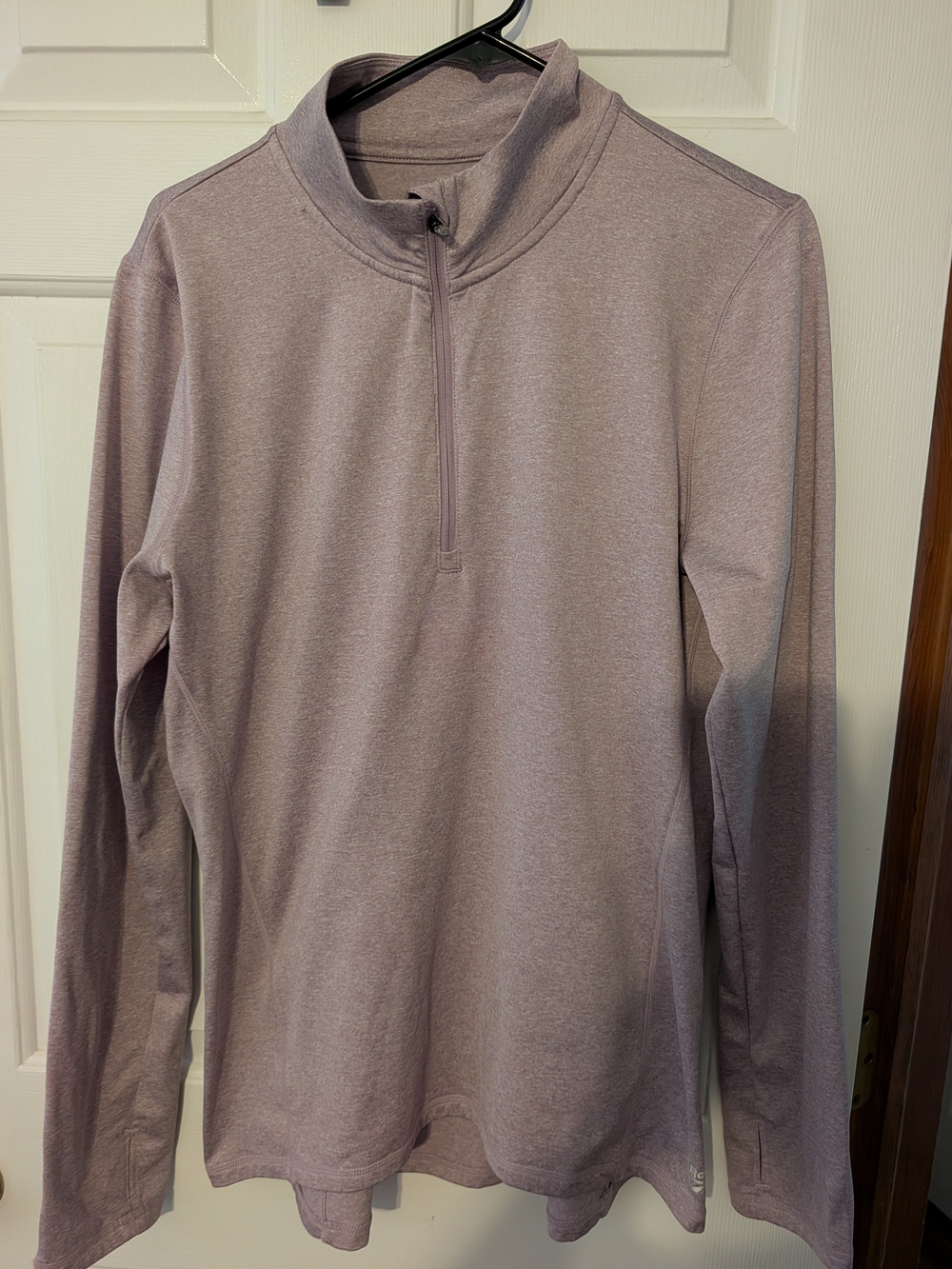 Reebok Heathered Mauve Quarter-Zip Long Sleeve Pullover with Thumbholes - XL